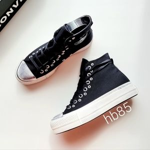 Converse CTAS Lift Hi Black Egret Distressed Women's 7.5
